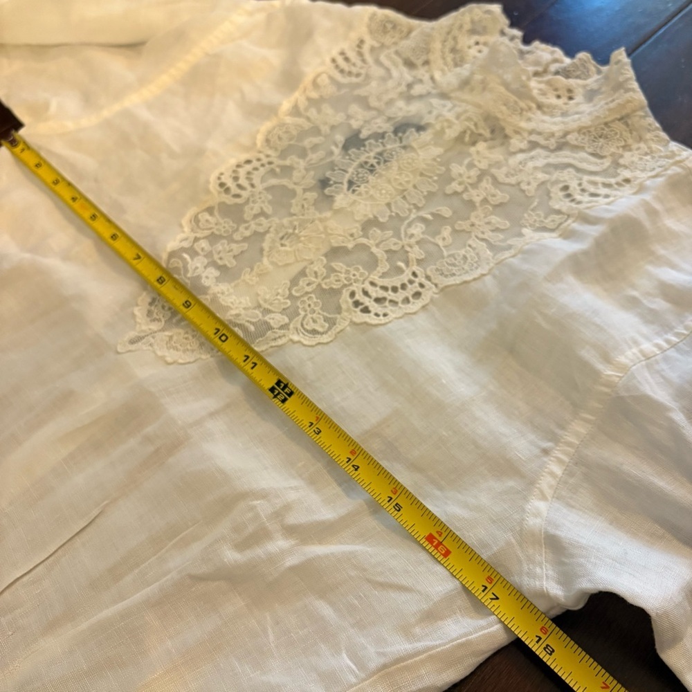 Vintage Ralph Lauren 80s Wool Midi Skirt & Linen Lace Blouse Top Set Victorian - Picture 6 of 16